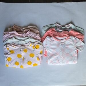 Set of 8 - Carter's, Cloud Island 0-3 Month Baby Girl Footed Pajamas